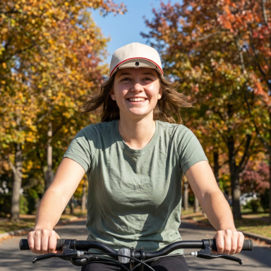 Woman riding bike - enjoying life and being in the moment